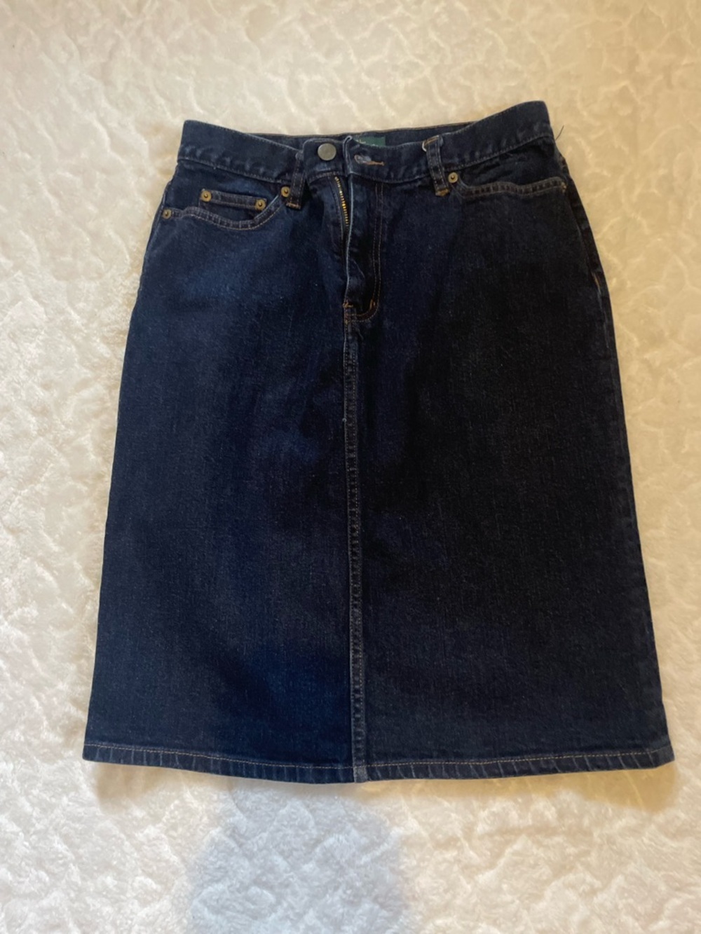 Ralph Lauren Dark Navy Denim Midi Skirt